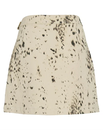 Vila - VISanora RW Print Denim Short Nederdel - Birch/Slate Black